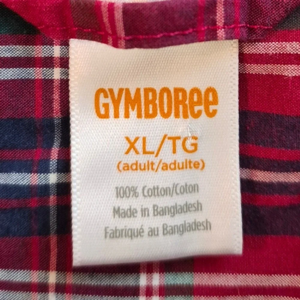 Gymboree Boys Red Plaid Button Down Shirt Long Sleeve Cotton XL Kids